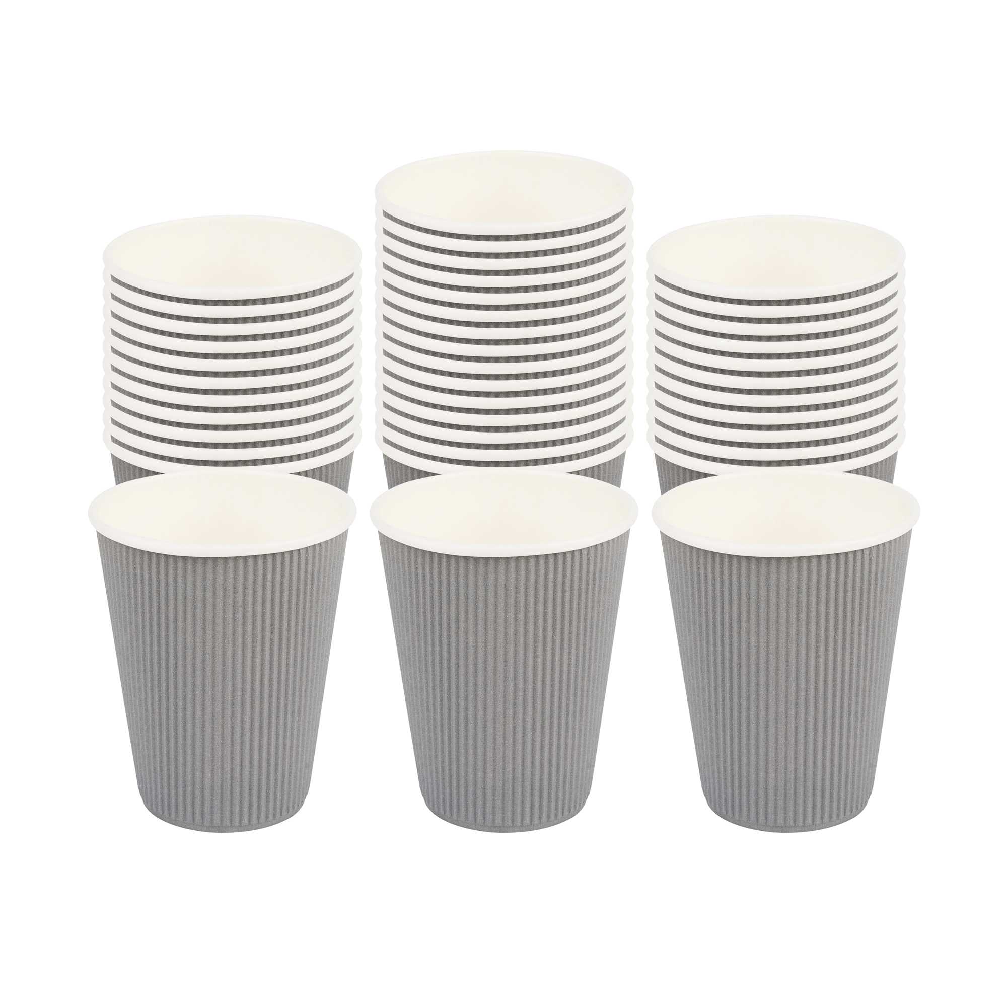 12 oz Gray Paper Coffee Cup - Ripple Wall - 3 1/2" x 3 1/2" x 4 1/4" - 500 count box