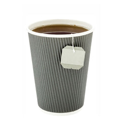 12 oz Gray Paper Coffee Cup - Ripple Wall - 3 1/2