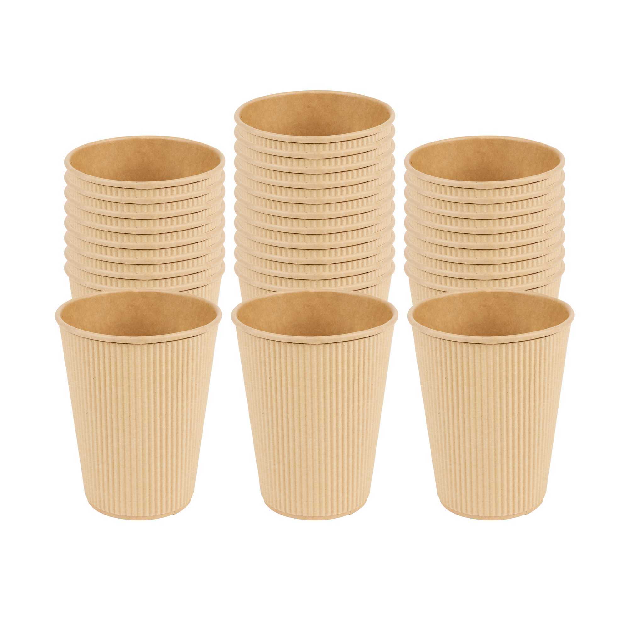 Restpresso 12 oz Kraft Paper Coffee Cup - Ripple Wall - 3 1/2" x 3 1/2" x 4 1/4" - 500 count box