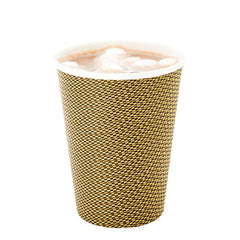 12 oz Mocha Pin Check Paper Coffee Cup - Spiral Wall - 3 1/2