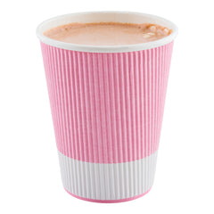 12 oz Light Pink Paper Coffee Cup - Ripple Wall - 3 1/2