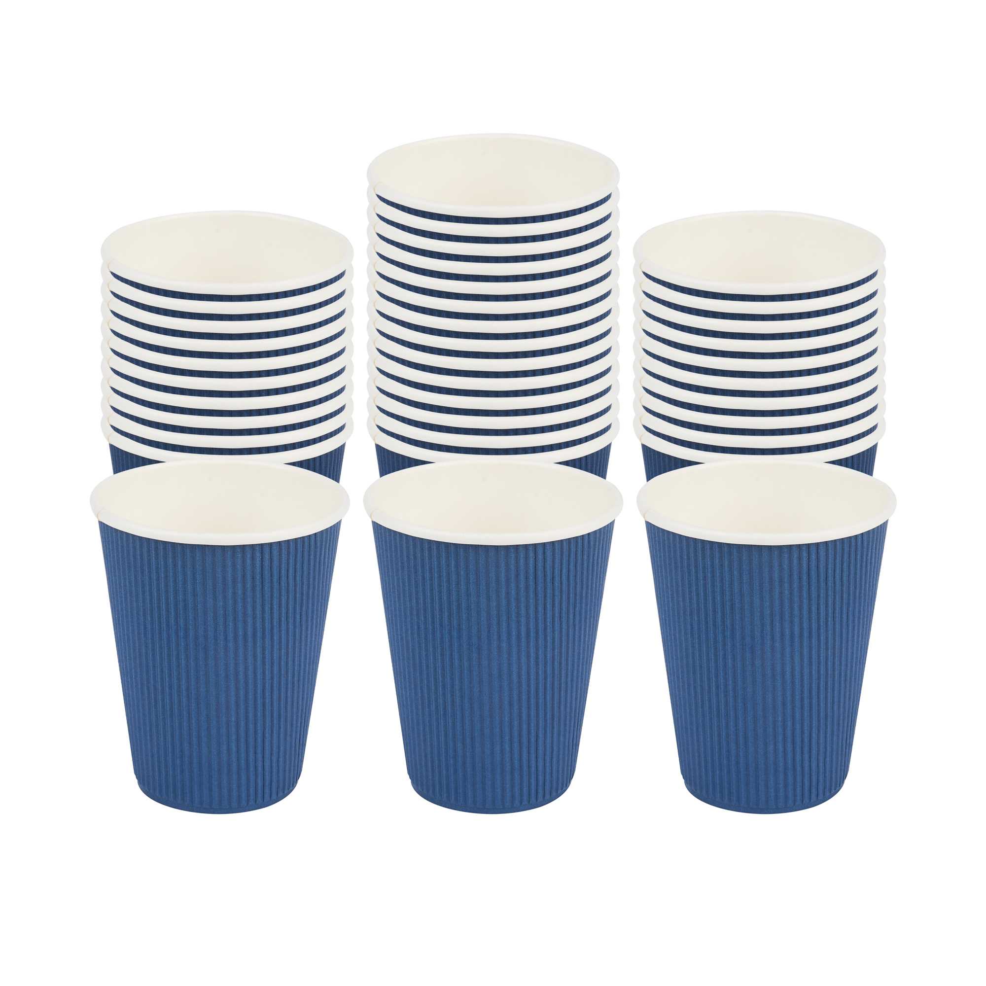 Restpresso 12 oz Midnight Blue Paper Coffee Cup - Ripple Wall - 3 1/2" x 3 1/2" x 4 1/4" - 500 count box