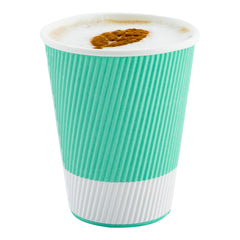 12 oz Light Green Paper Coffee Cup - Ripple Wall - 3 1/2