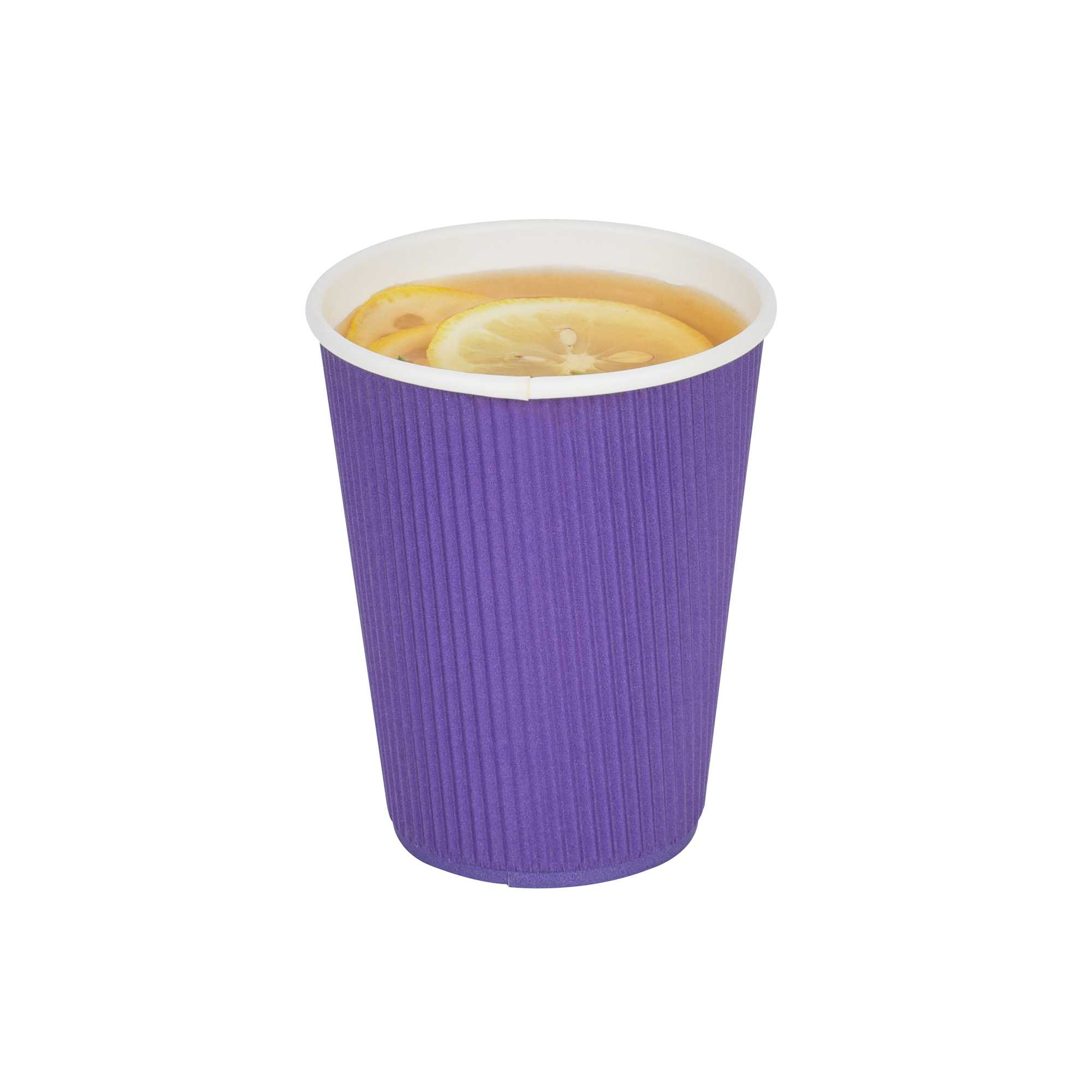 12 oz Royal Purple Paper Coffee Cup - Ripple Wall - 3 1/2" x 3 1/2" x 4 1/4" - 500 count box