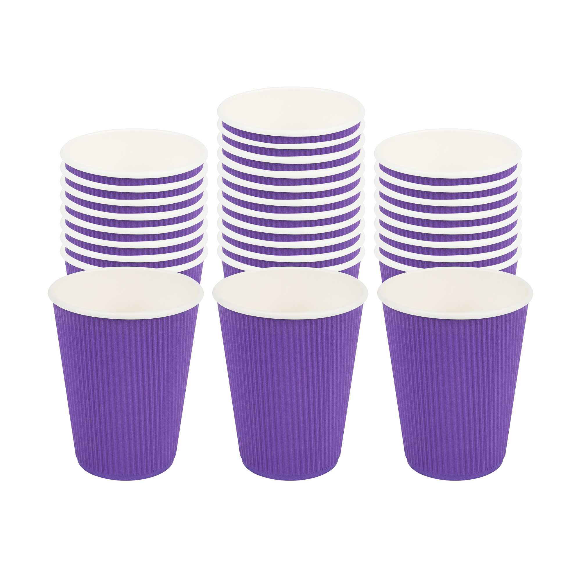 12 oz Royal Purple Paper Coffee Cup - Ripple Wall - 3 1/2