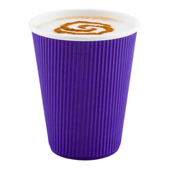 12 oz Royal Purple Paper Coffee Cup - Ripple Wall - 3 1/2