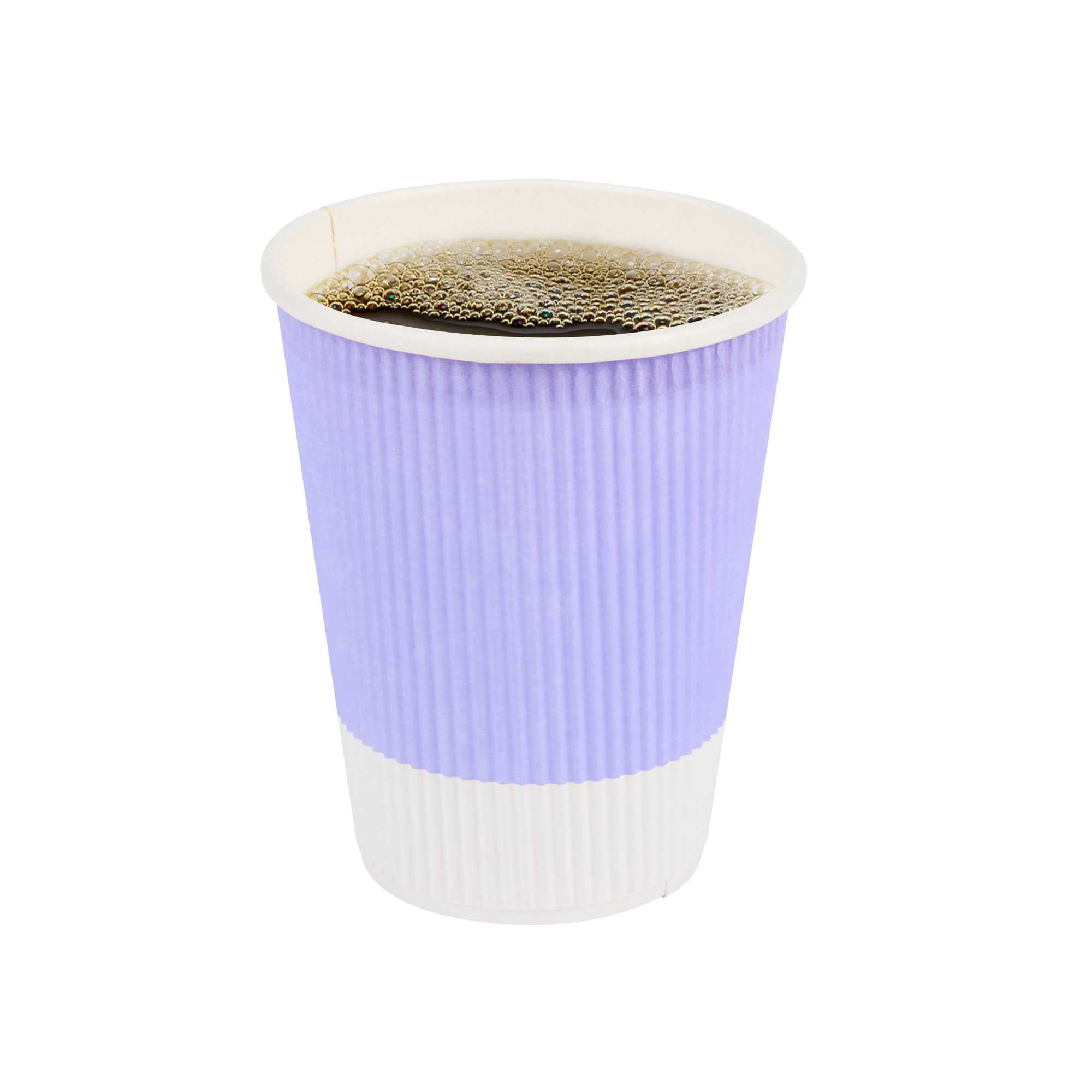 12 oz Light Purple Paper Coffee Cup - Ripple Wall - 3 1/2" x 3 1/2" x 4 1/4" - 500 count box