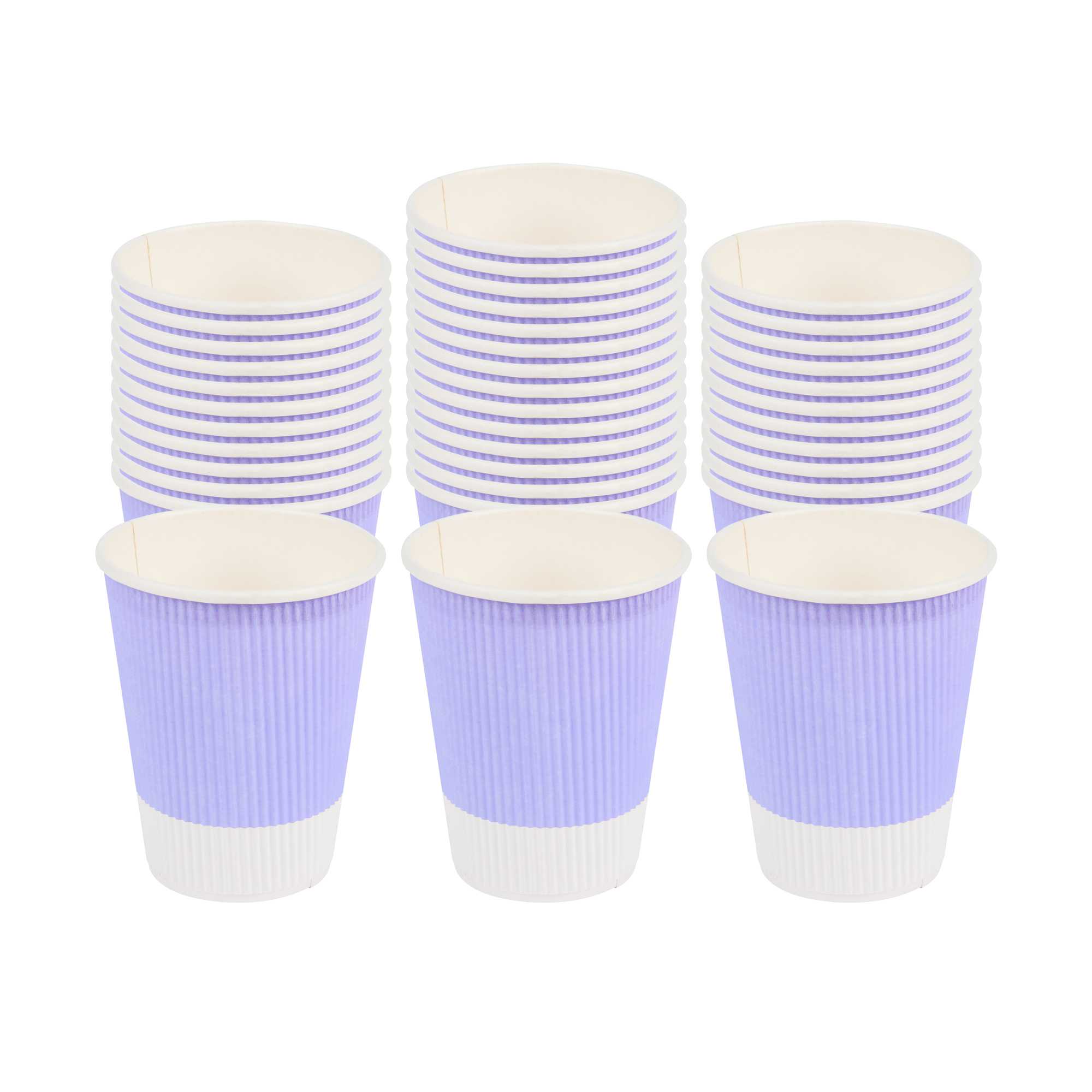 12 oz Light Purple Paper Coffee Cup - Ripple Wall - 3 1/2" x 3 1/2" x 4 1/4" - 500 count box