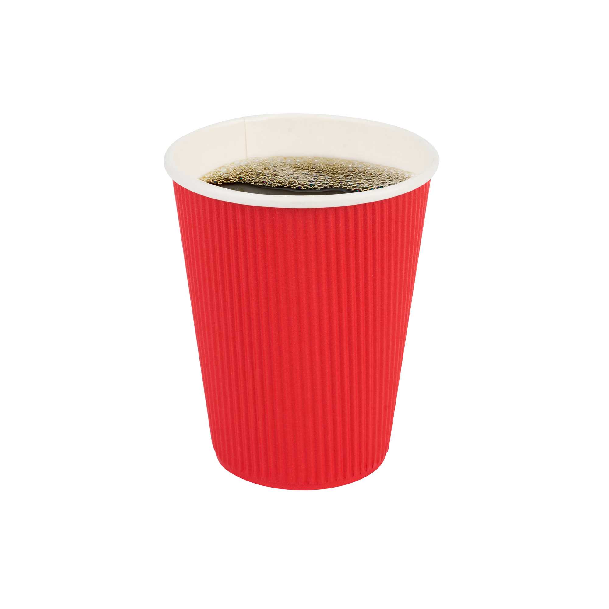 Restpresso 12 oz Red Paper Coffee Cup - Ripple Wall - 3 1/2" x 3 1/2" x 4 1/4" - 500 count box