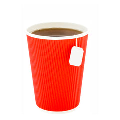 12 oz Red Paper Coffee Cup - Ripple Wall - 3 1/2