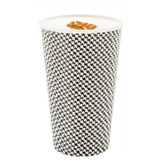 16 oz Houndstooth Paper Coffee Cup - Spiral Wall - 3 1/2