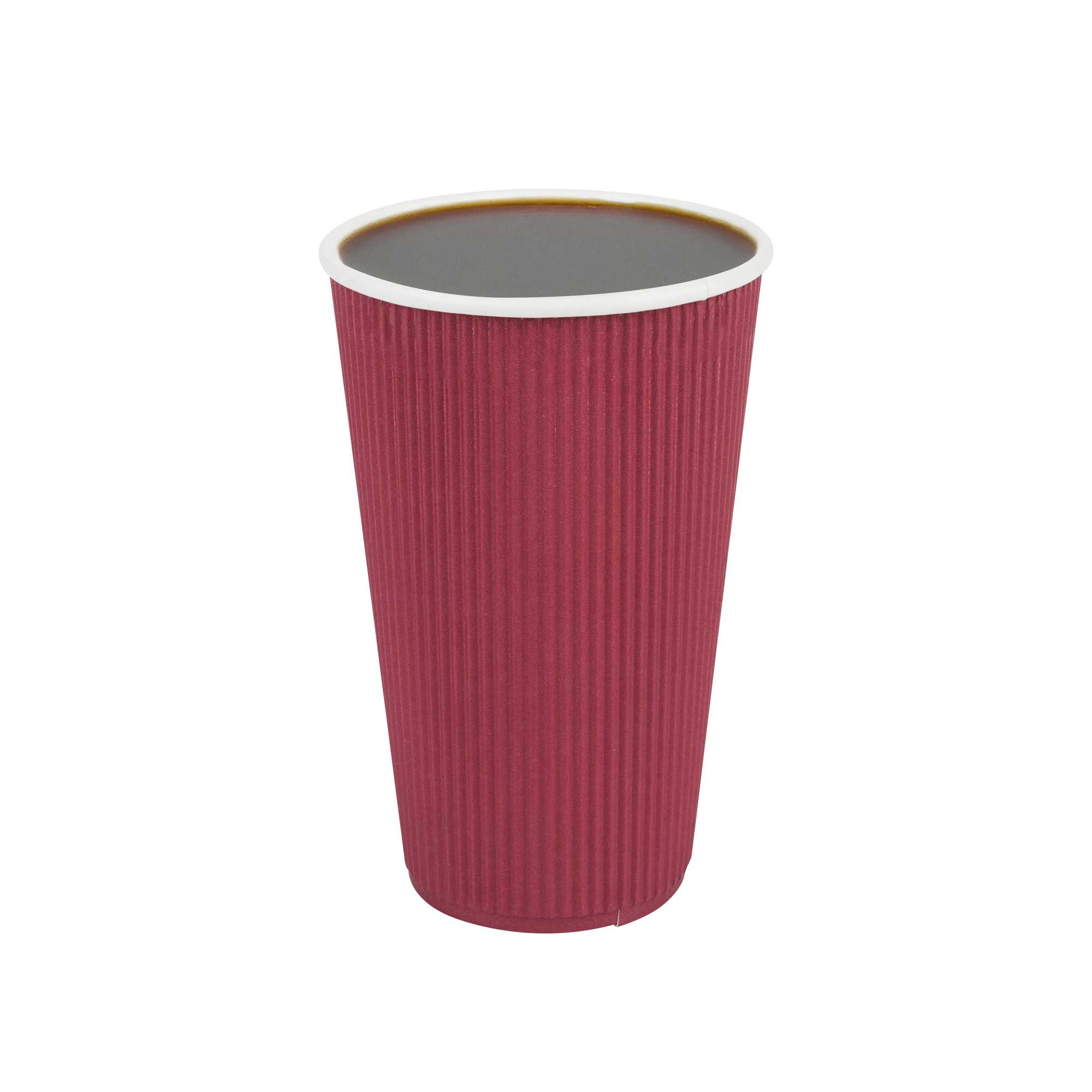 16 oz Crimson Paper Coffee Cup - Ripple Wall - 3 1/2" x 3 1/2" x 5 1/2" - 500 count box