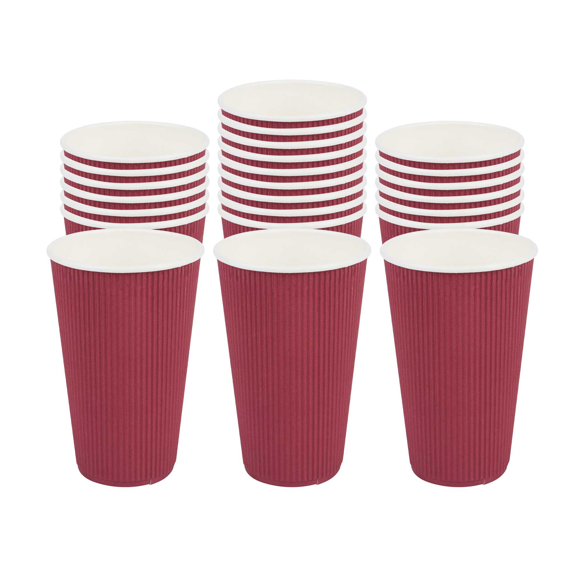 16 oz Crimson Paper Coffee Cup - Ripple Wall - 3 1/2" x 3 1/2" x 5 1/2" - 500 count box