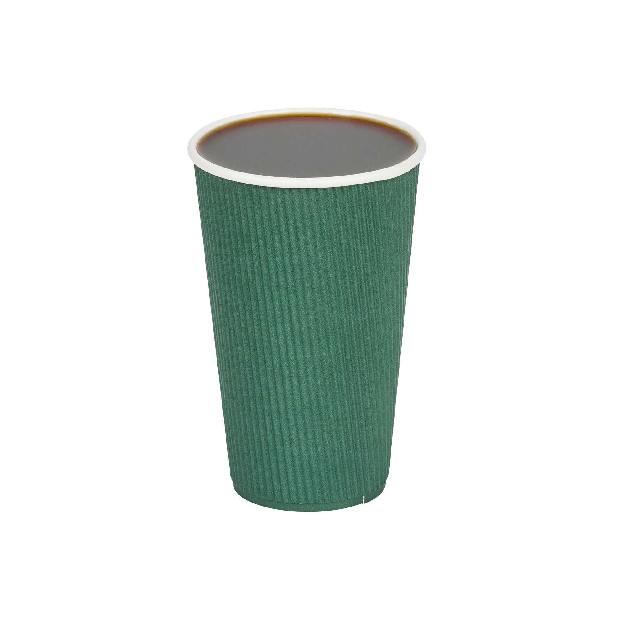 16 oz Forest Green Paper Coffee Cup - Ripple Wall - 3 1/2" x 3 1/2" x 5 1/2" - 500 count box