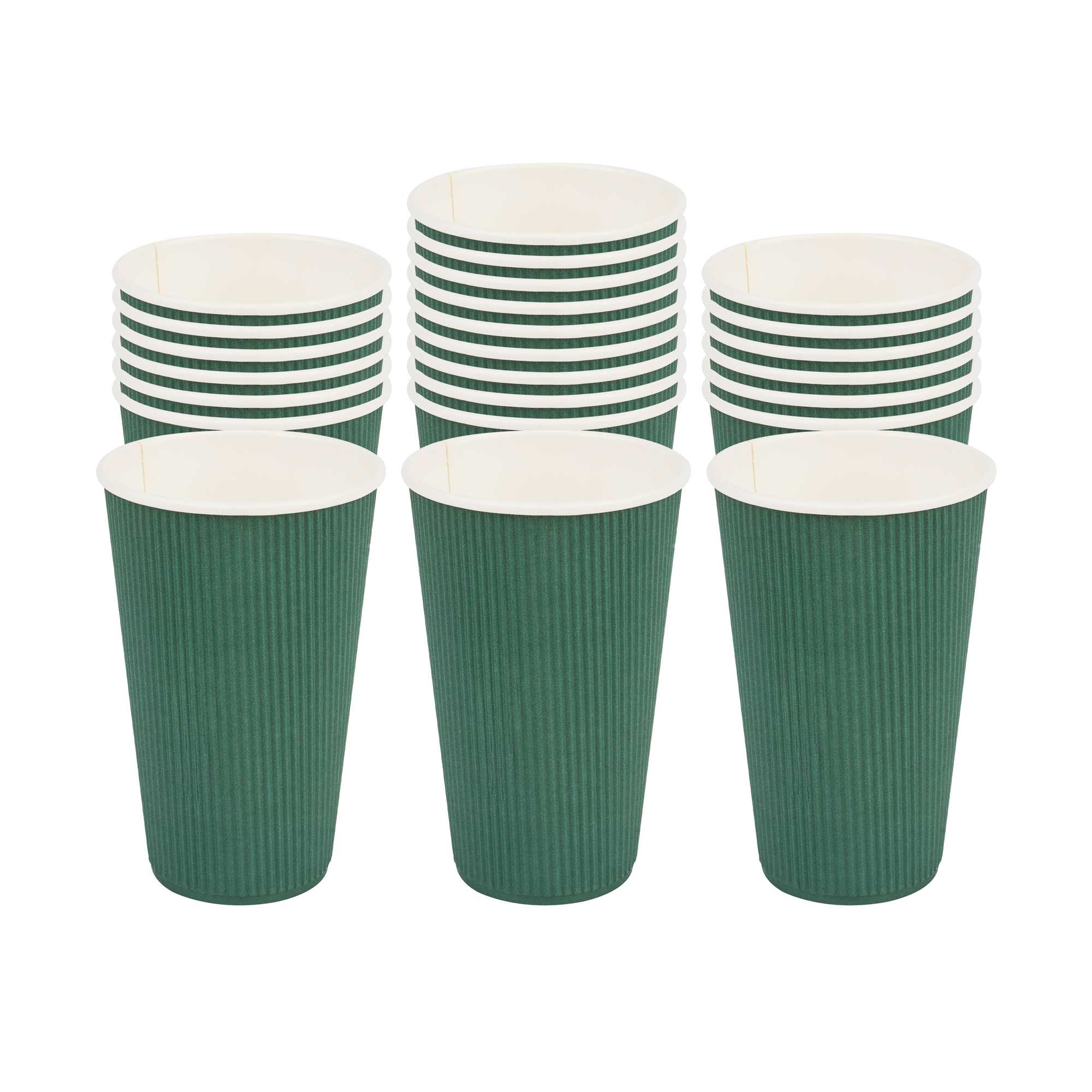 16 oz Forest Green Paper Coffee Cup - Ripple Wall - 3 1/2" x 3 1/2" x 5 1/2" - 500 count box