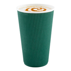 16 oz Forest Green Paper Coffee Cup - Ripple Wall - 3 1/2