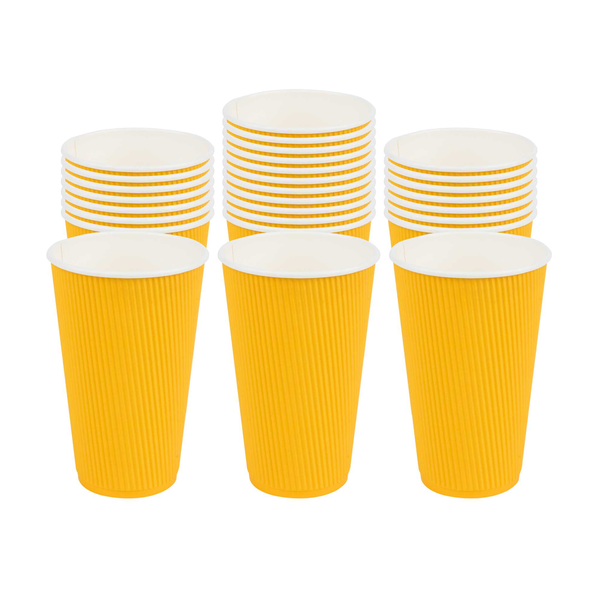 16 oz Yellow Paper Coffee Cup - Ripple Wall - 3 1/2" x 3 1/2" x 5 1/2" - 500 count box