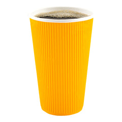 16 oz Yellow Paper Coffee Cup - Ripple Wall - 3 1/2