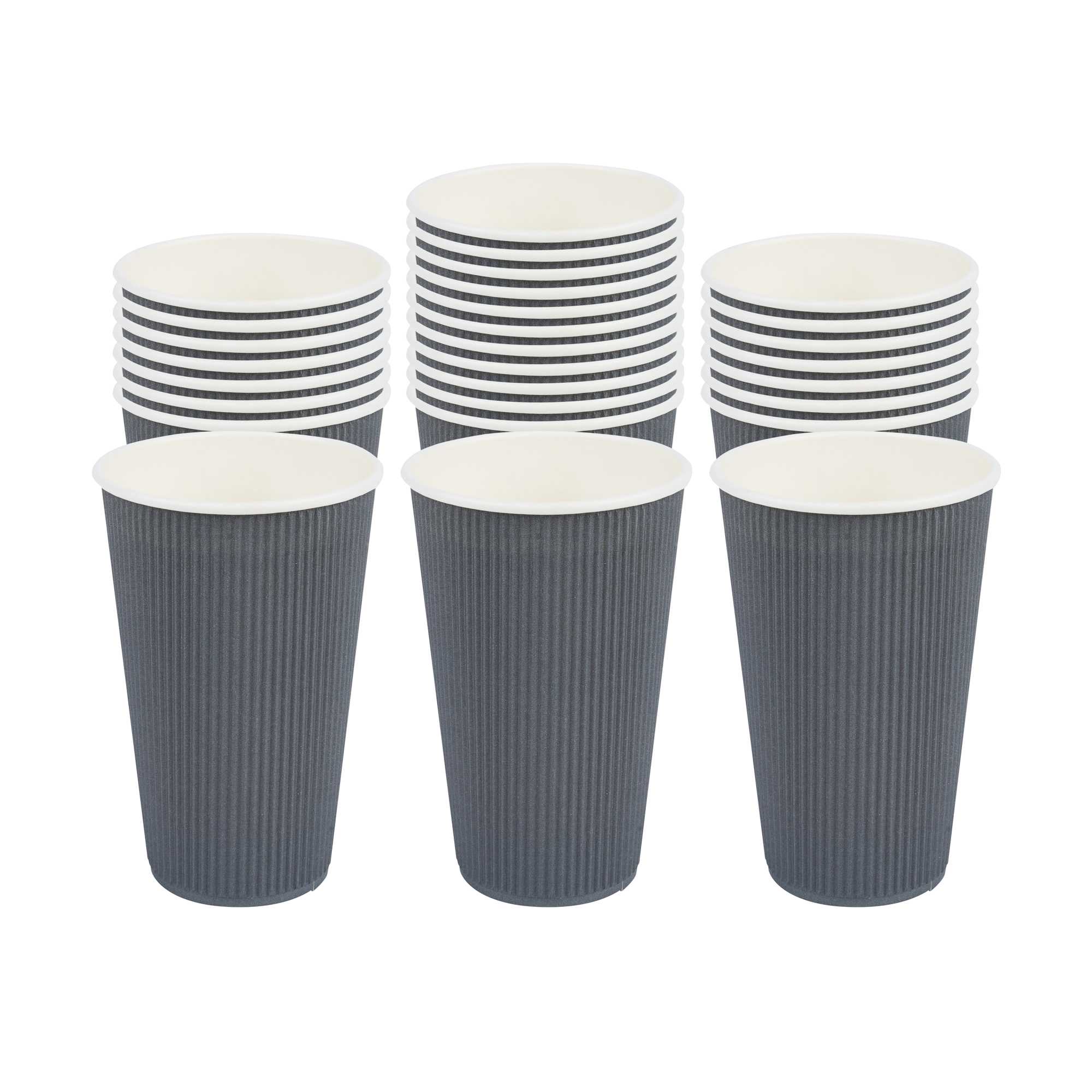 16 oz Gray Paper Coffee Cup - Ripple Wall - 3 1/2