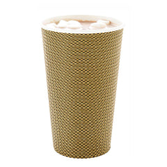 16 oz Mocha Pin Check Paper Coffee Cup - Spiral Wall - 3 1/2