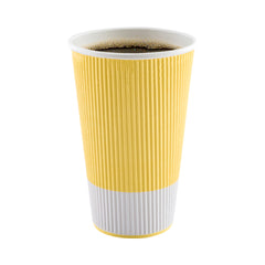 16 oz Light Yellow Paper Coffee Cup - Ripple Wall - 3 1/2