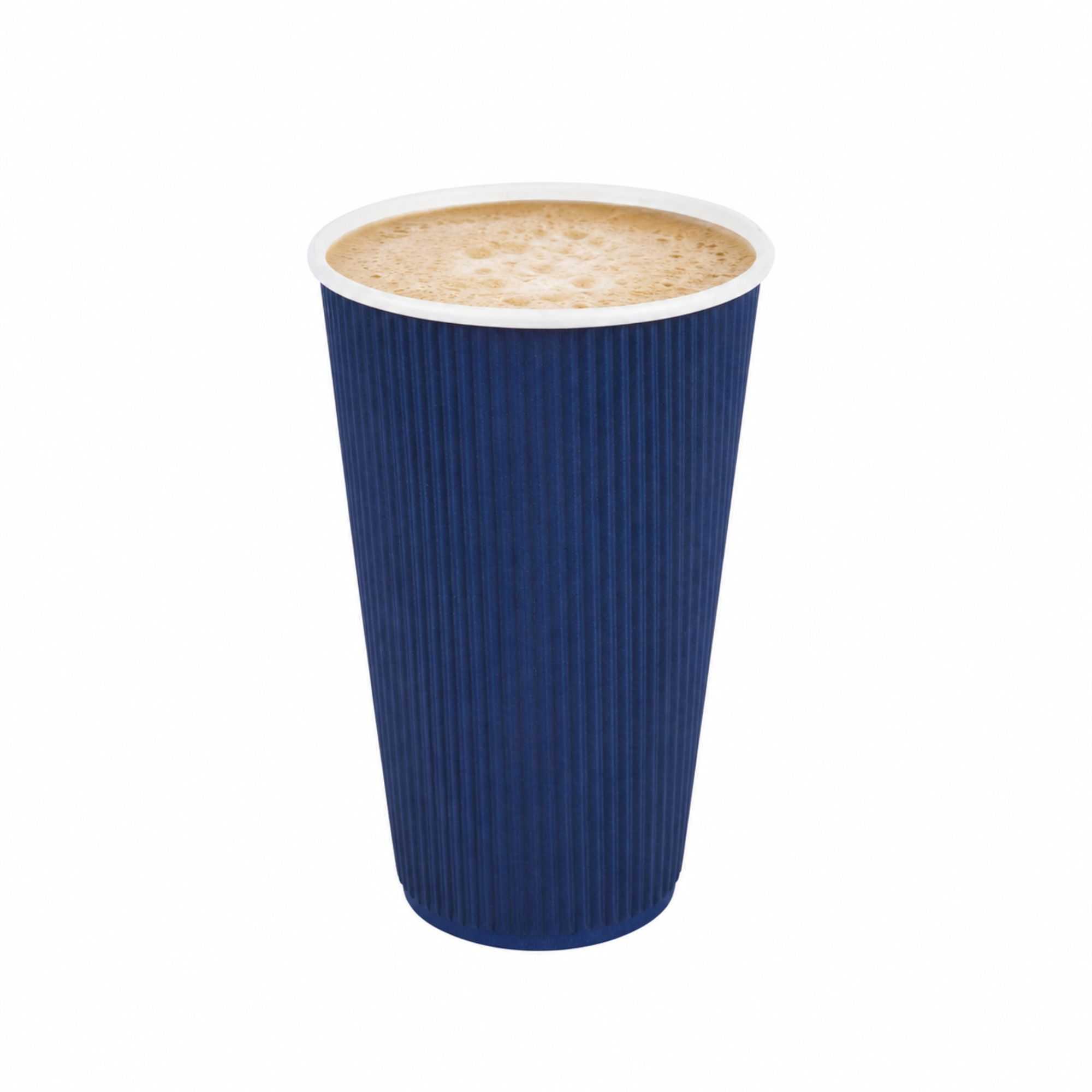 Restpresso 16 oz Midnight Blue Paper Coffee Cup - Ripple Wall - 3 1/2" x 3 1/2" x 5 1/2" - 500 count box