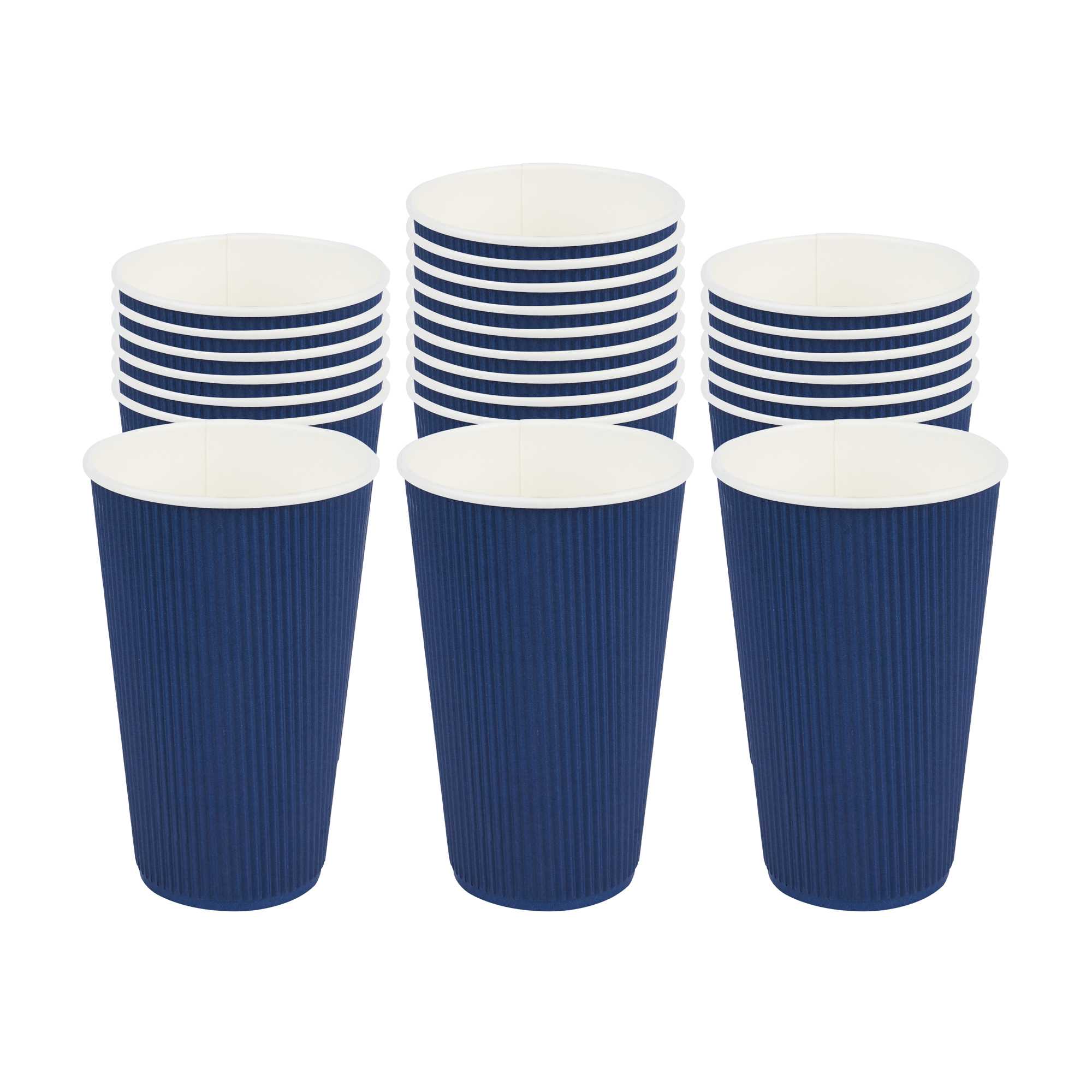 16 oz Midnight Blue Paper Coffee Cup - Ripple Wall - 3 1/2" x 3 1/2" x 5 1/2" - 25 count box