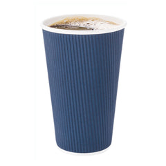 16 oz Midnight Blue Paper Coffee Cup - Ripple Wall - 3 1/2