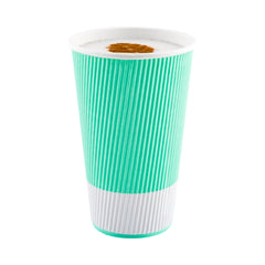 16 oz Light Green Paper Coffee Cup - Ripple Wall - 3 1/2
