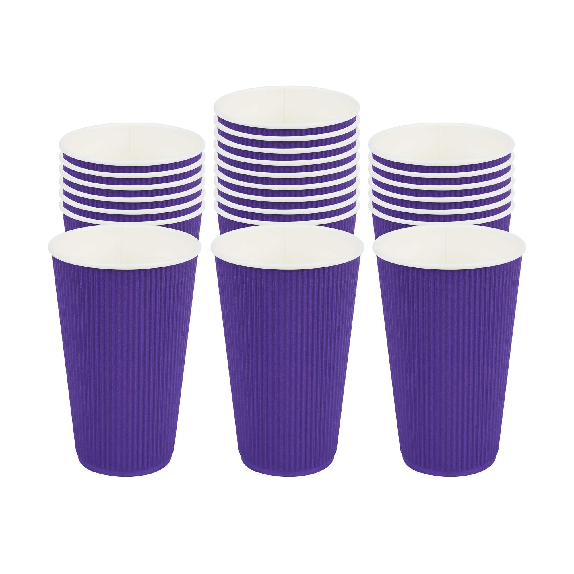 16 oz Royal Purple Paper Coffee Cup - Ripple Wall - 3 1/2