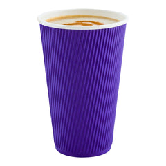 16 oz Royal Purple Paper Coffee Cup - Ripple Wall - 3 1/2