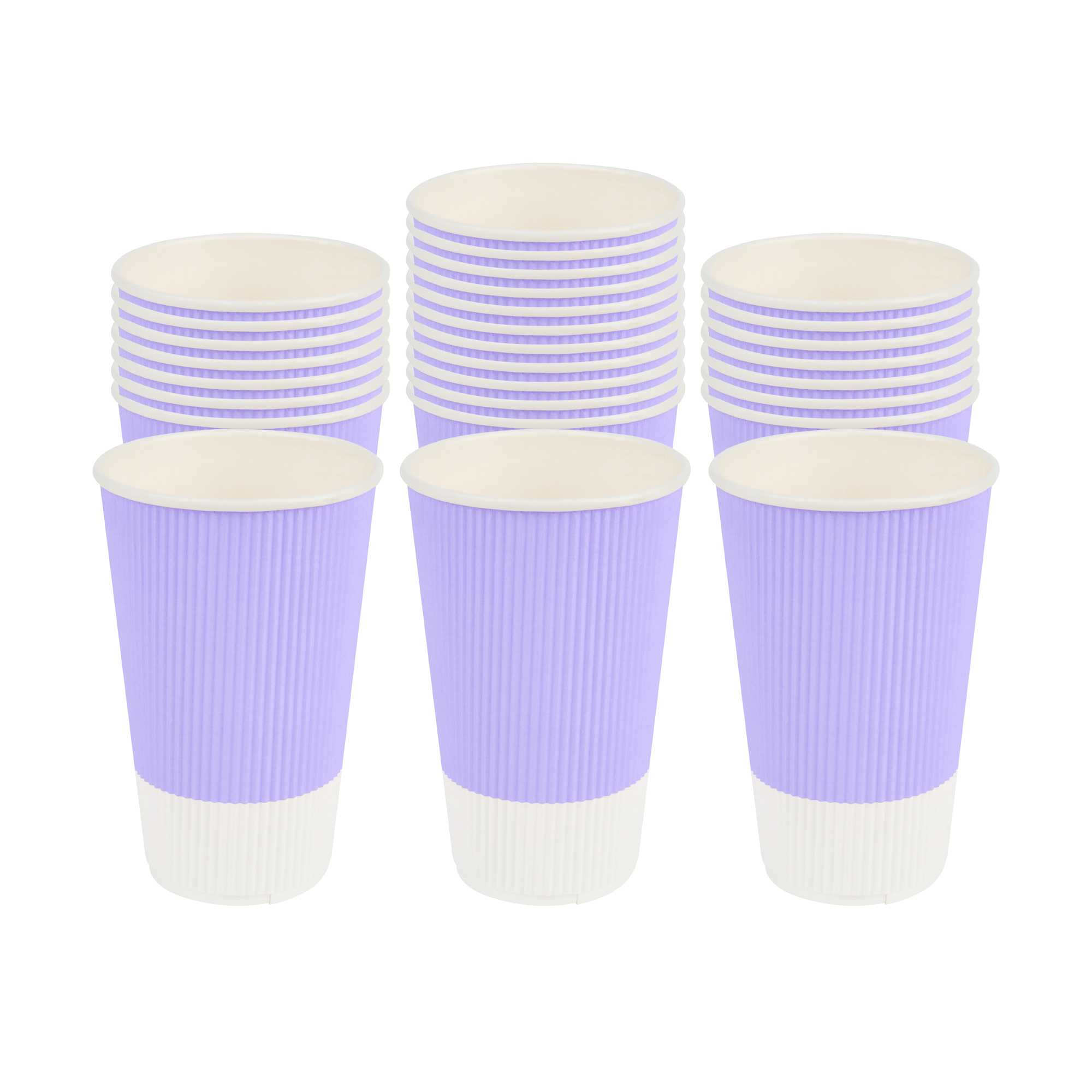 16 oz Light Purple Paper Coffee Cup - Ripple Wall - 3 1/2" x 3 1/2" x 5 1/2" - 500 count box