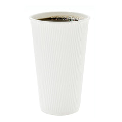 16 oz White Paper Coffee Cup - Ripple Wall - 3 1/2
