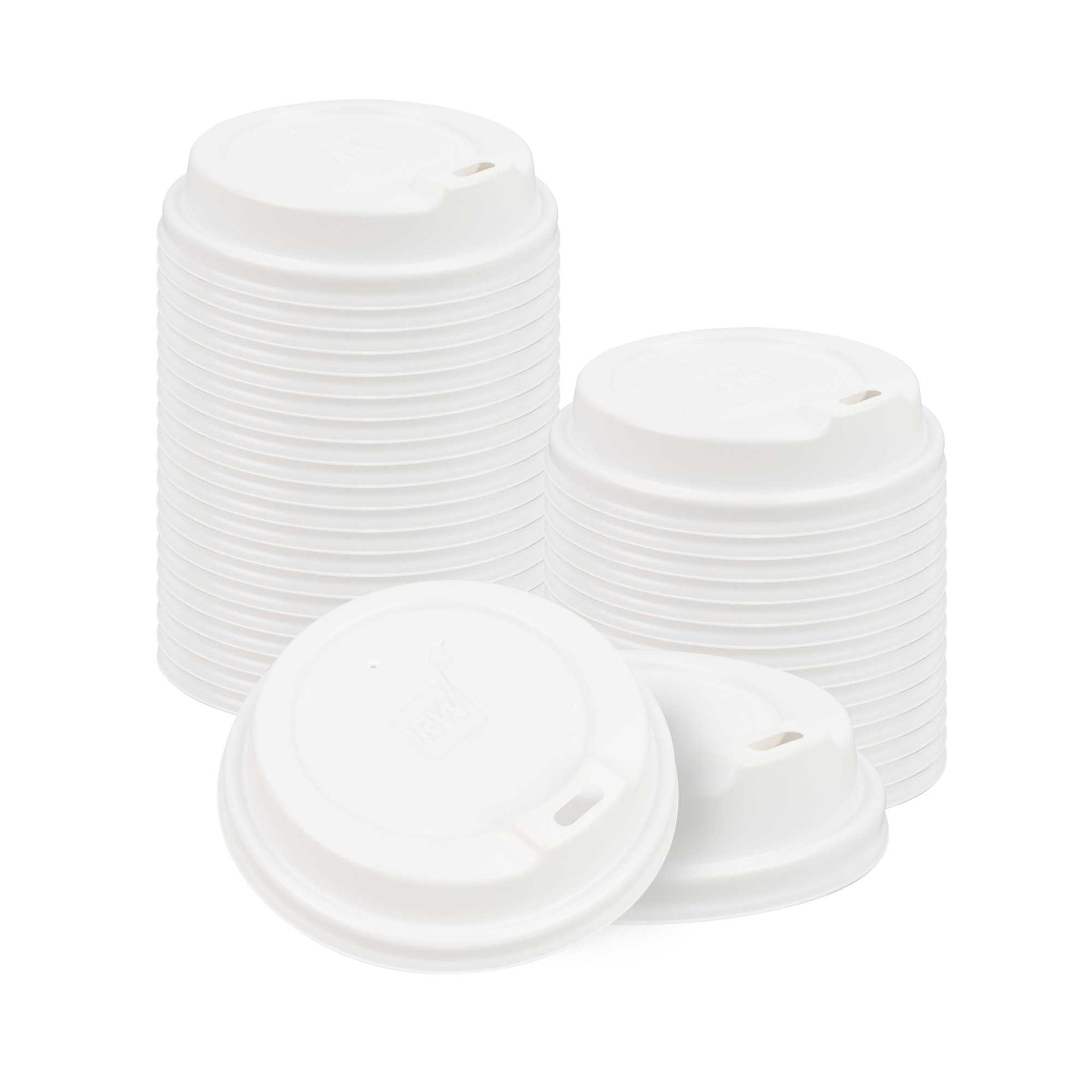 Restpresso White Plastic Coffee Cup Lid - Elevated Spout, Fits 8, 12, 16 and 20 oz - 500 count box
