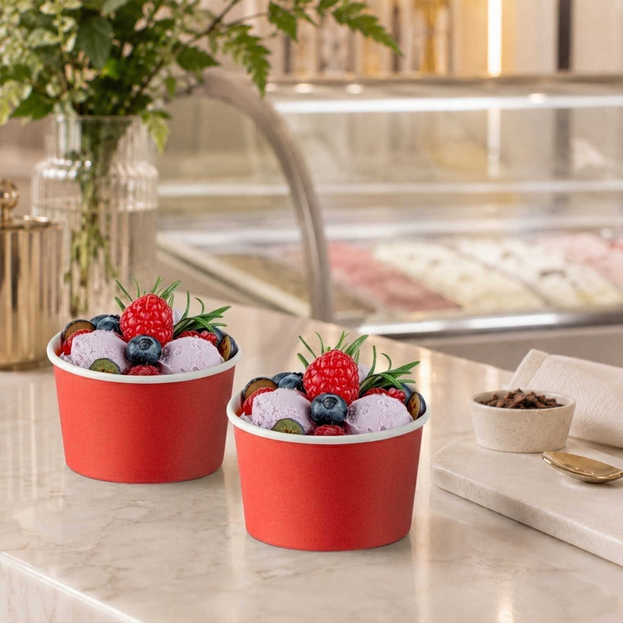 Coppetta 5 oz Round Red Paper To Go Cup - 3 1/4" x 3 1/4" x 2" - 200 count box