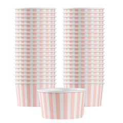 Coppetta 8 oz Round Pink and White Stripe Paper To Go Cup - 3 3/4