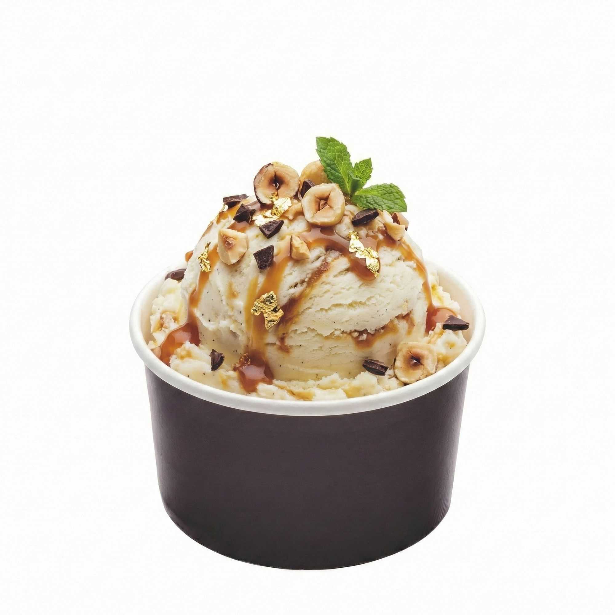 Coppetta 12 oz Round Black Paper To Go Cup - 4" x 4" x 2 1/4" - 200 count box