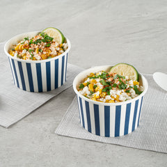 Coppetta 12 oz Round Blue and White Stripe Paper To Go Cup - 4