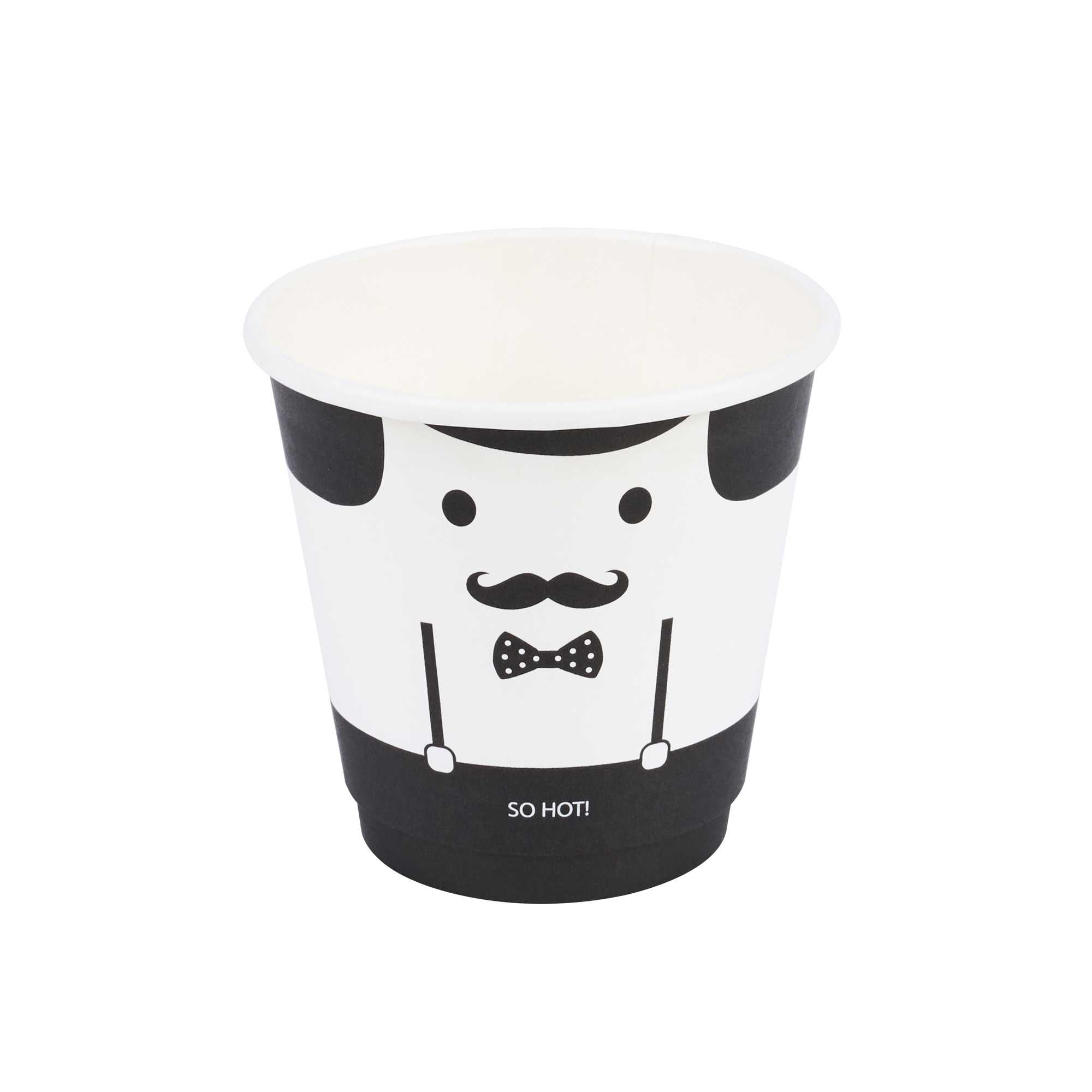 Restpresso 8 oz Monsieur Paper Coffee Cup - Double Wall - 3 1/2" x 3 1/2" x 3 1/4" - 25 count box