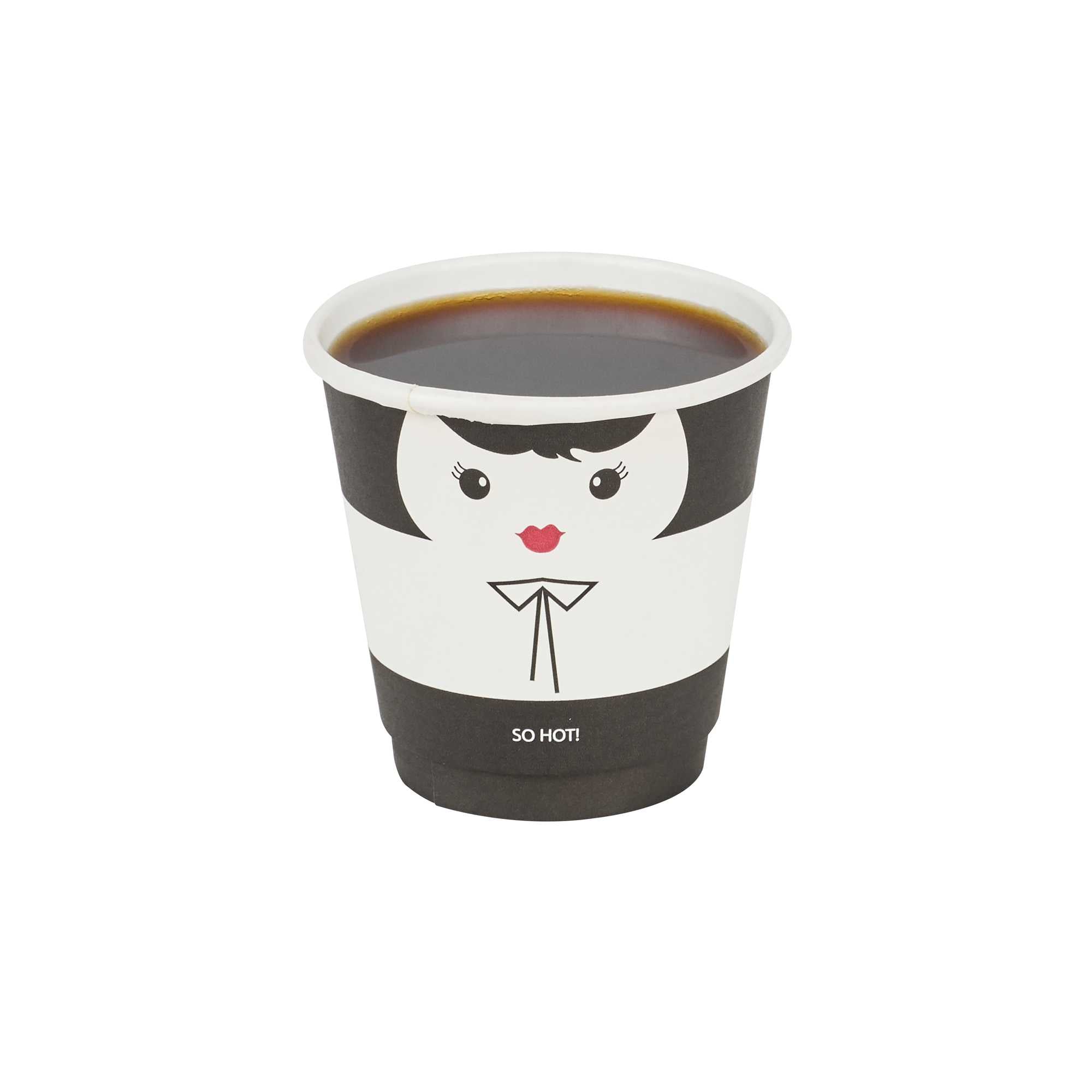 Restpresso 8 oz Madame Paper Coffee Cup - Double Wall - 3 1/2" x 3 1/2" x 3 1/4" - 25 count box