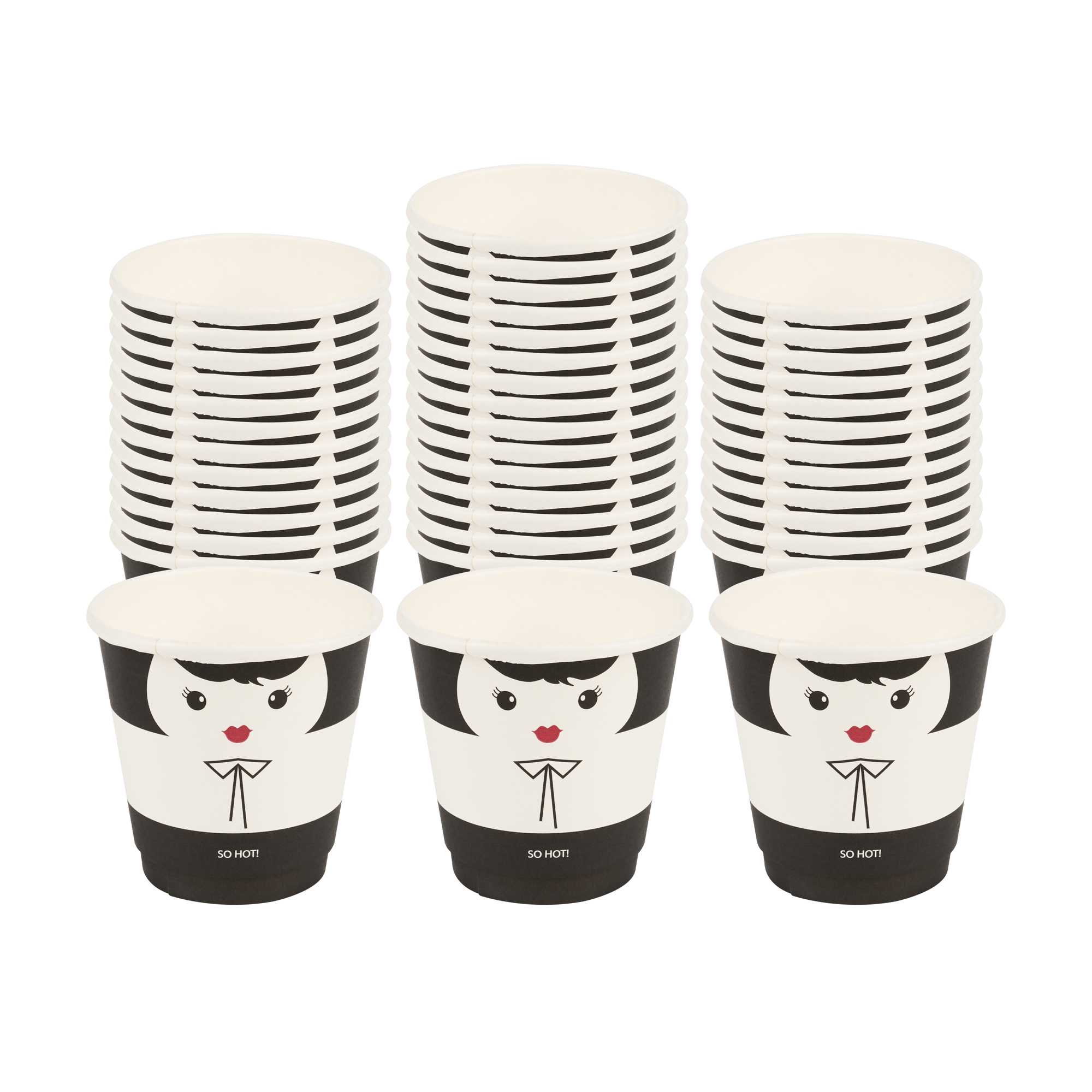 Restpresso 8 oz Madame Paper Coffee Cup - Double Wall - 3 1/2" x 3 1/2" x 3 1/4" - 25 count box