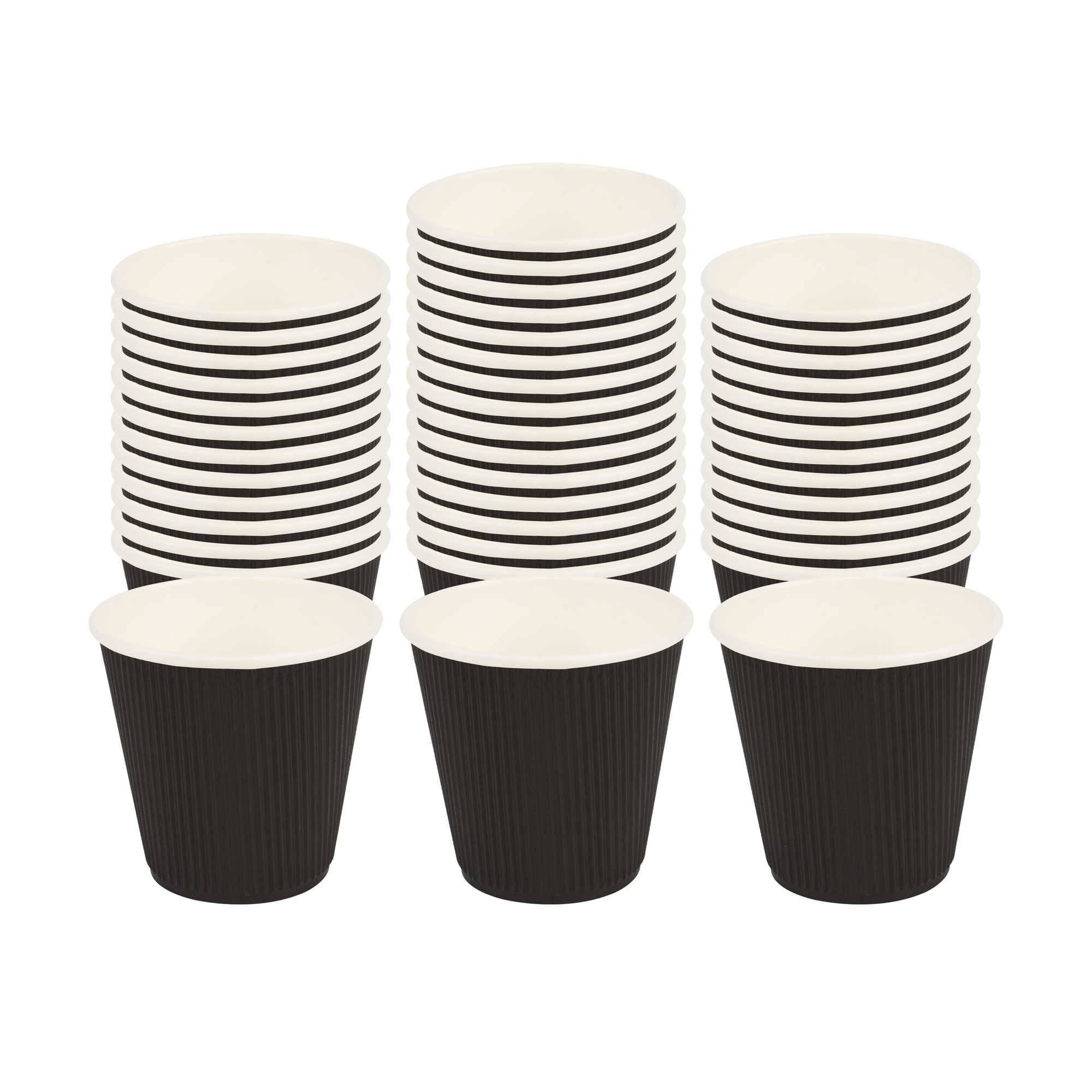 Restpresso 8 oz Round Black Paper Coffee Cup - Ripple Wall - 3 1/2" x 3 1/2" x 3 1/4" - 500 count box