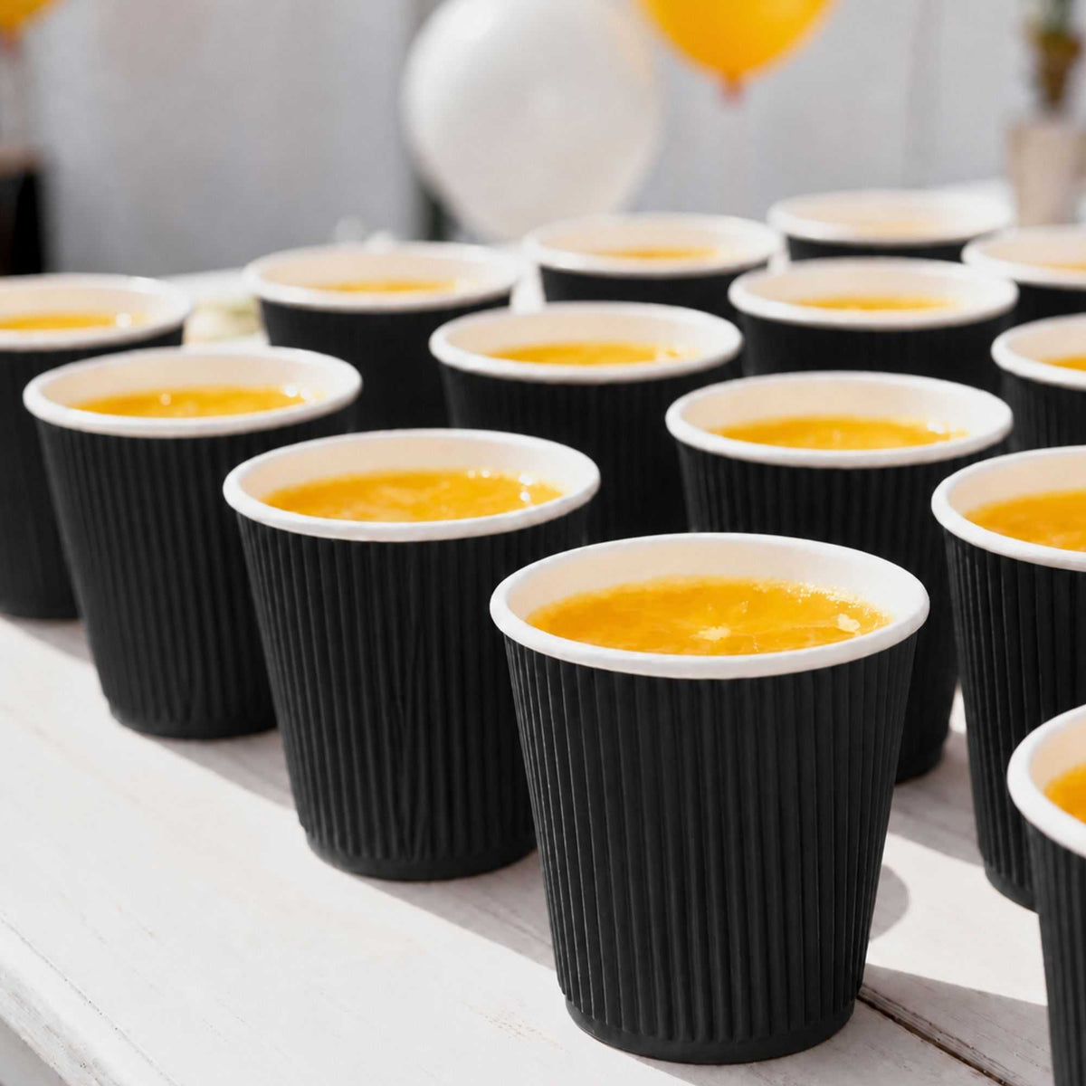 Restpresso 8 oz Round Black Paper Coffee Cup - Ripple Wall - 3 1/2" x 3 1/2" x 3 1/4" - 500 count box