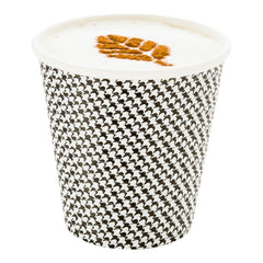 8 oz Houndstooth Paper Coffee Cup - Spiral Wall, Houndstooth - 3 1/2