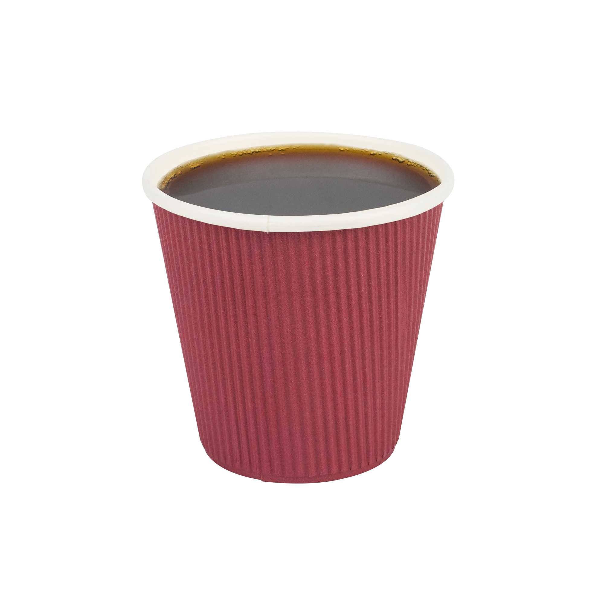 8 oz Crimson Paper Coffee Cup - Ripple Wall - 3 1/2" x 3 1/2" x 3 1/4" - 500 count box