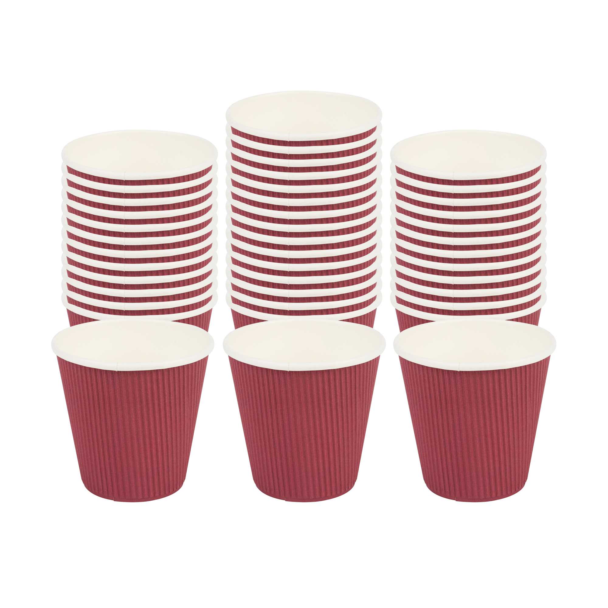 8 oz Crimson Paper Coffee Cup - Ripple Wall - 3 1/2" x 3 1/2" x 3 1/4" - 500 count box