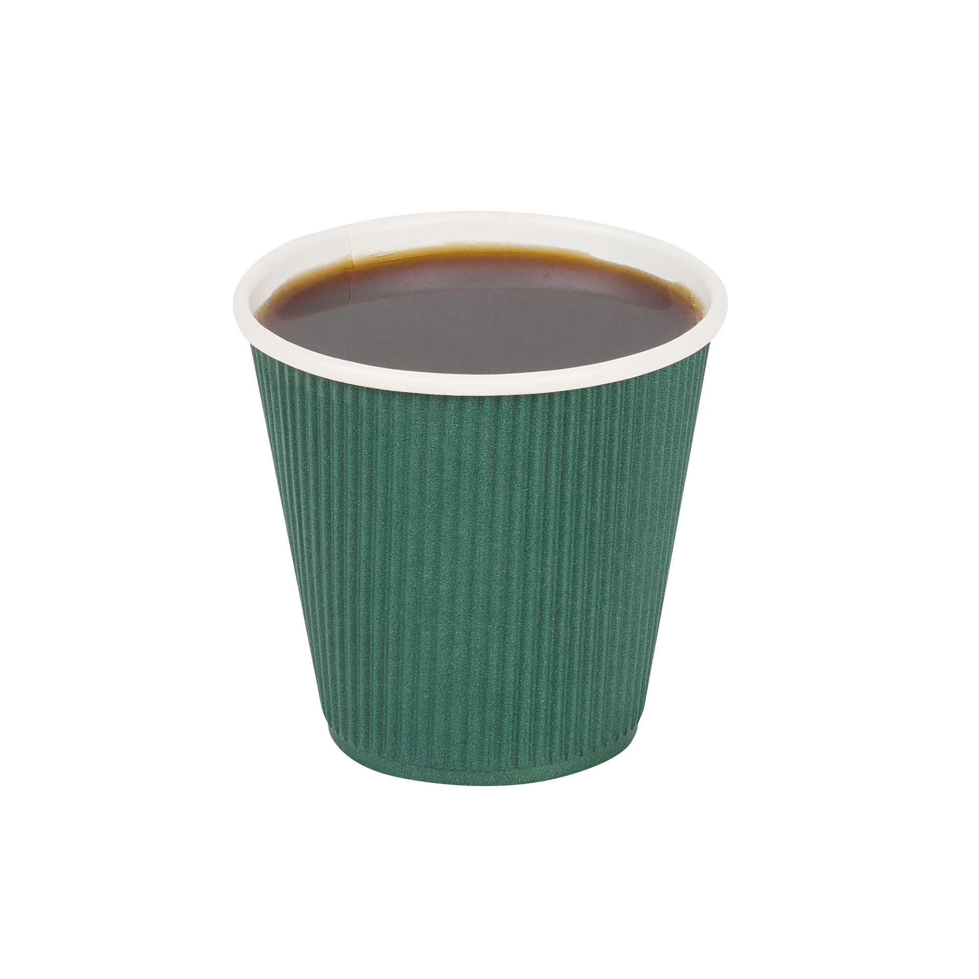 8 oz Forest Green Paper Coffee Cup - Ripple Wall - 3 1/2" x 3 1/2" x 3 1/4" - 500 count box