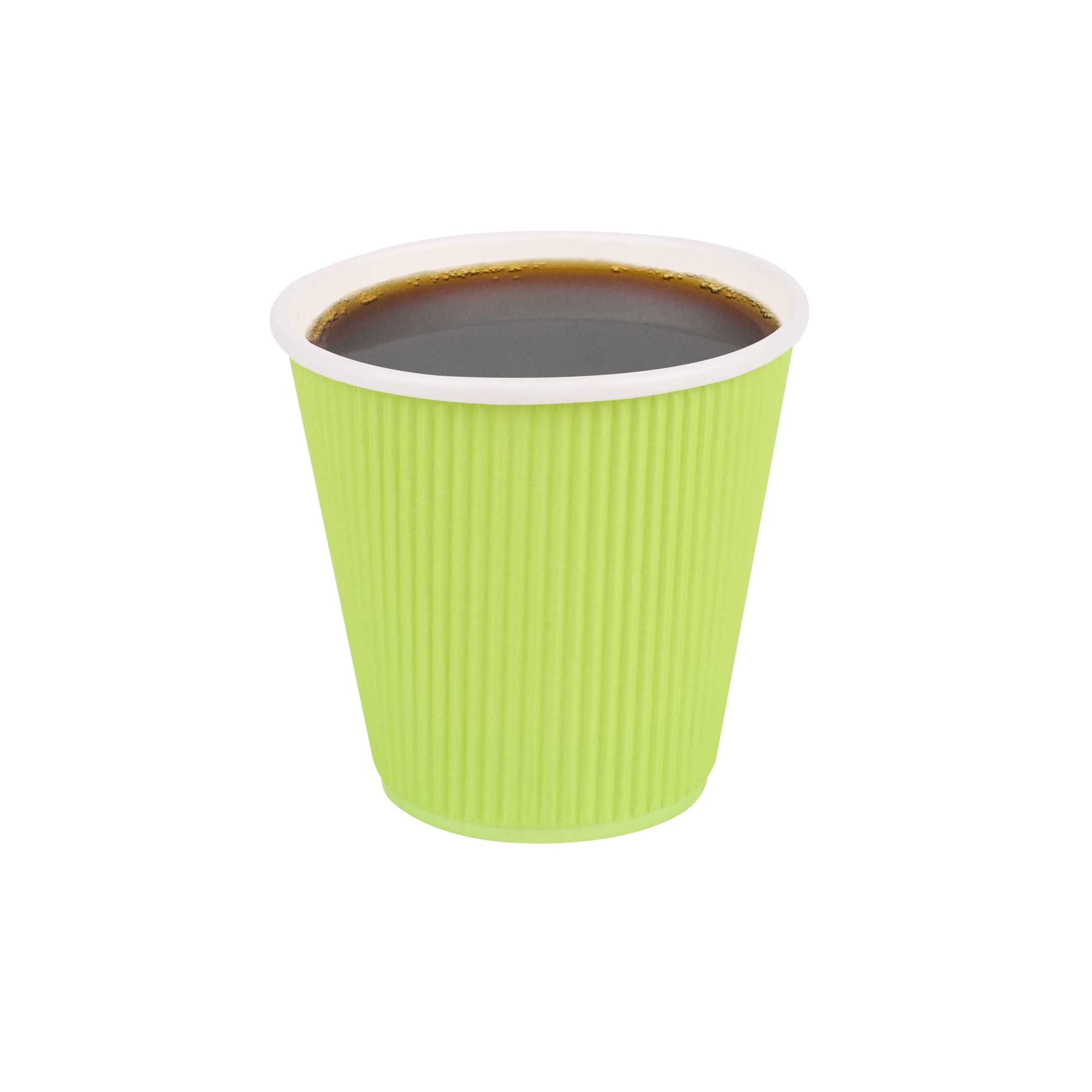 8 oz Eco Green Paper Coffee Cup - Ripple Wall - 3 1/2" x 3 1/2" x 3 1/4" - 500 count box