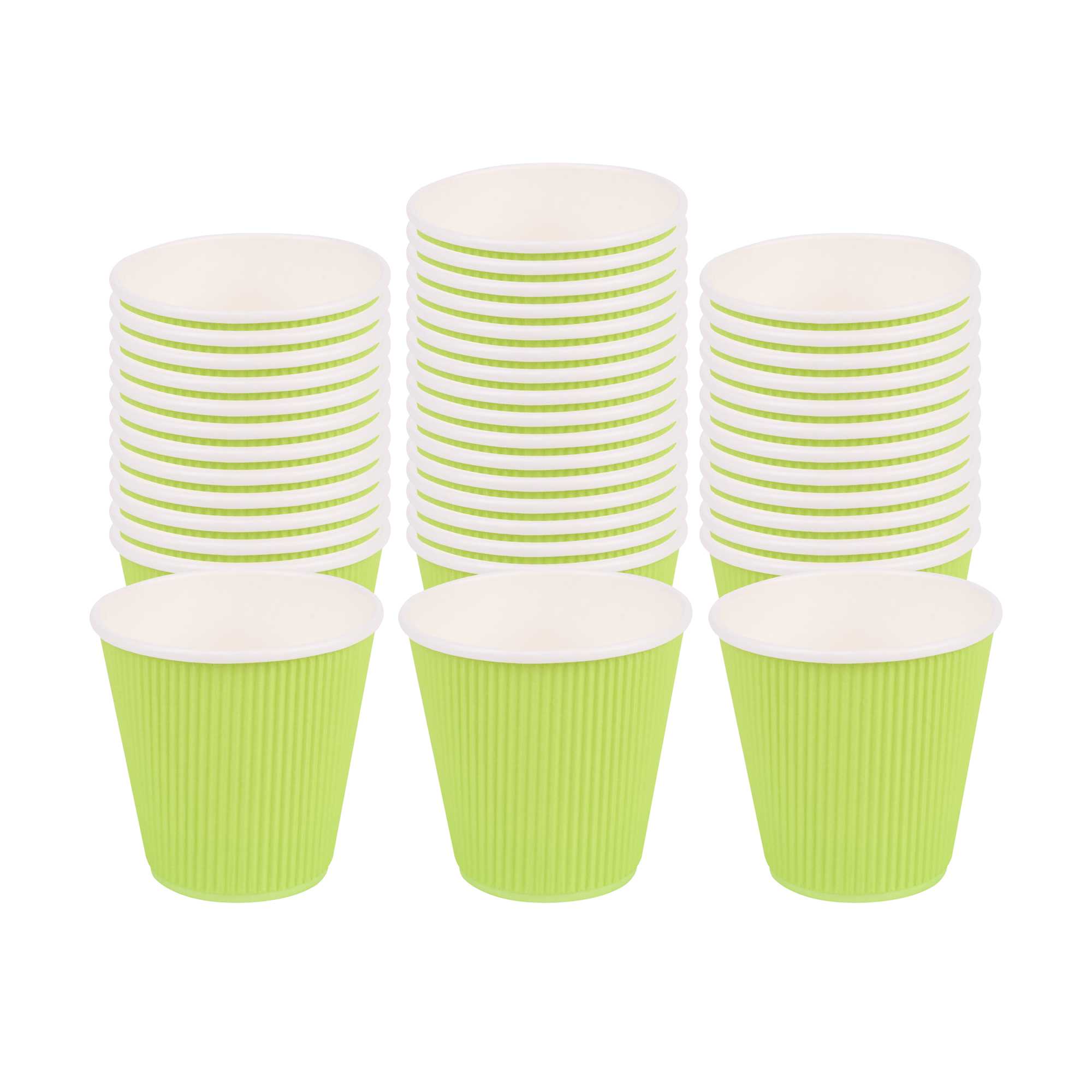 8 oz Eco Green Paper Coffee Cup - Ripple Wall - 3 1/2" x 3 1/2" x 3 1/4" - 500 count box