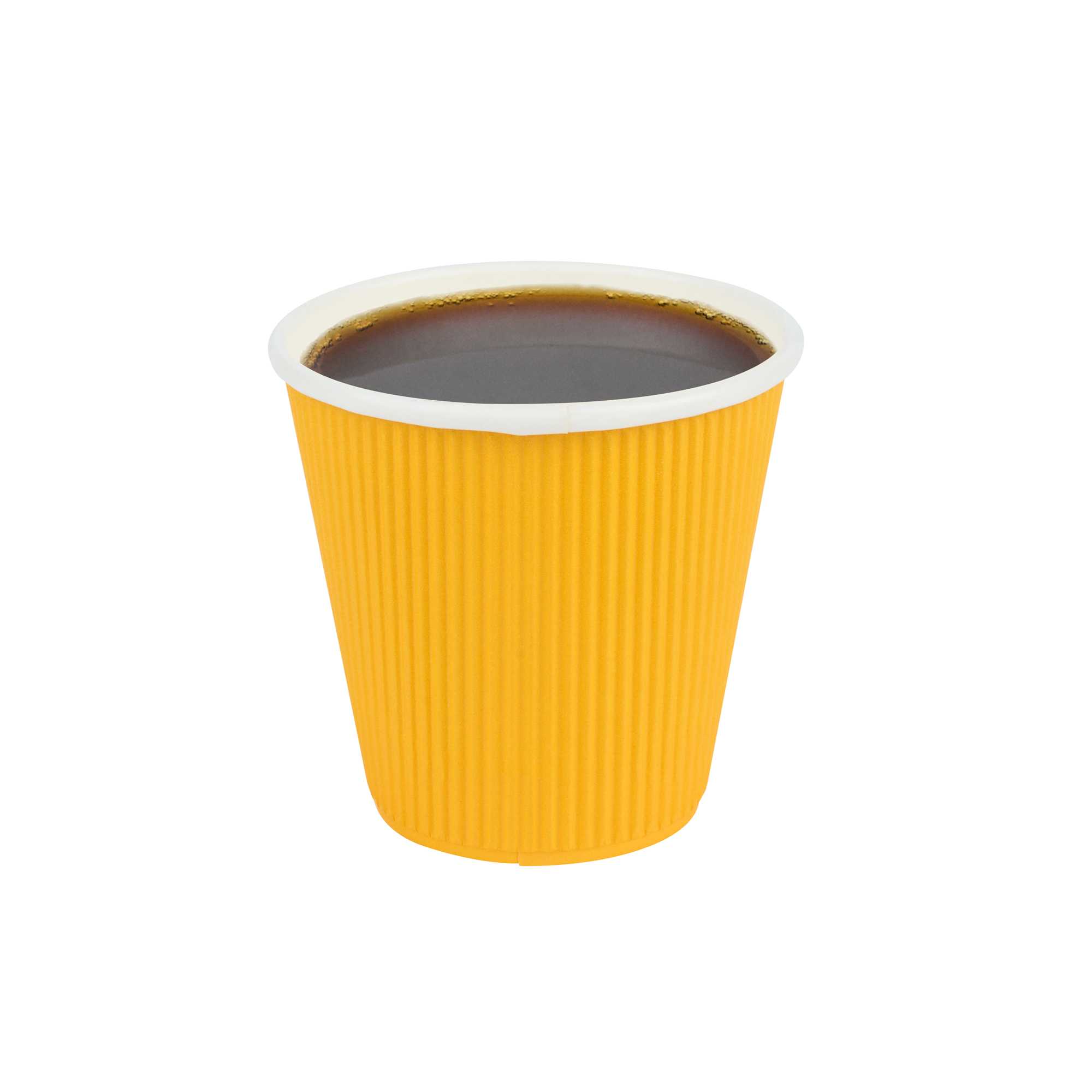 8 oz Yellow Paper Coffee Cup - Ripple Wall - 3 1/2" x 3 1/2" x 3 1/4" - 500 count box